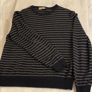 J. Crew Men's Navy and Gray Striped Crewneck Sweater